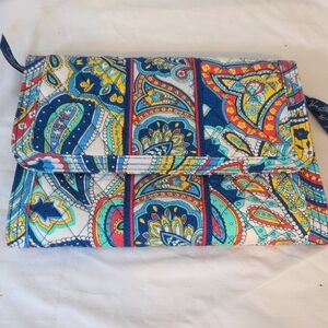 Vera Bradley Blue and Yellow Paisley Jewelry/Makeup Bag